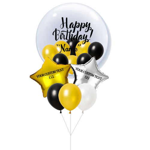 happy birthday custom name with black and gold color