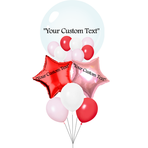 BUBBLE BALLOON W STARS BOUQUET (RED & PINK THEME)