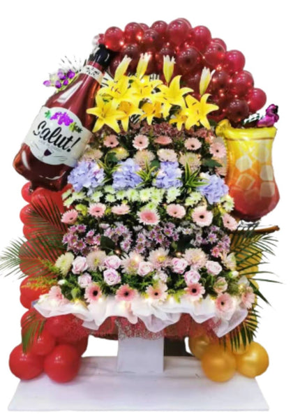 Express Your Congratulations with a Floral Balloon Stand