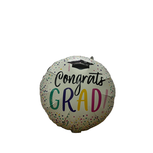 18 INCH CONGRATS GRAD (POLKADOTS) ROUND FOIL