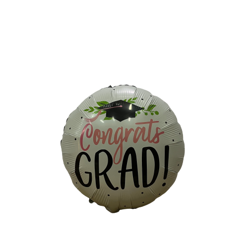 18 INCH CONGRATS GRAD ROUND FOIL (WHITE)