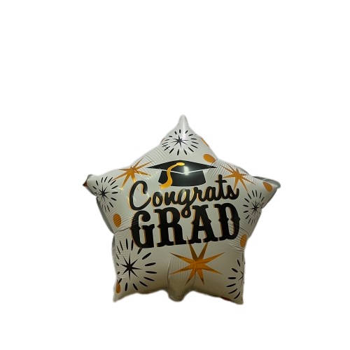 18 INCH CONGRATS GRAD STAR FOIL (WHITE)