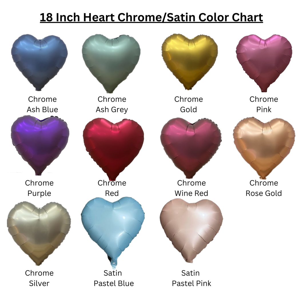 18 INCH HEART CHROME/SATIN COLOR FOIL