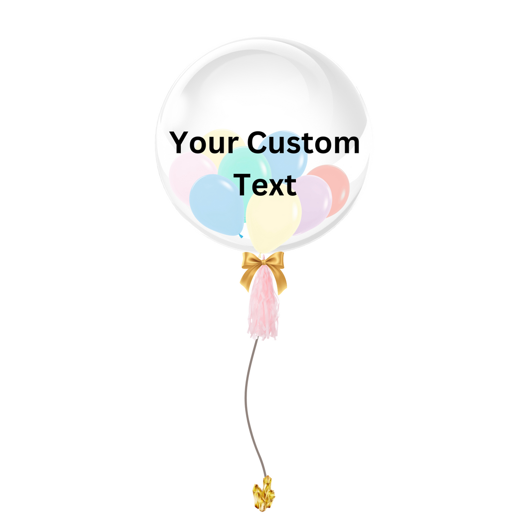 24 INCH CUSTOMIZABLE BUBBLE BALLOON - PASTEL RAINBOW THEME