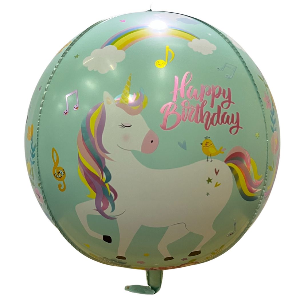 22 INCH 4D SPHERE BLUE UNICORN BIRTHDAY FOIL