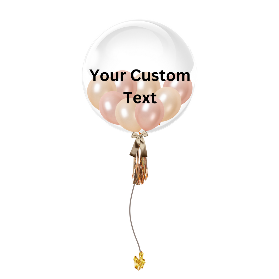 24 INCH CUSTOMIZABLE BUBBLE BALLOON - ROSE GOLD & PEACH THEME