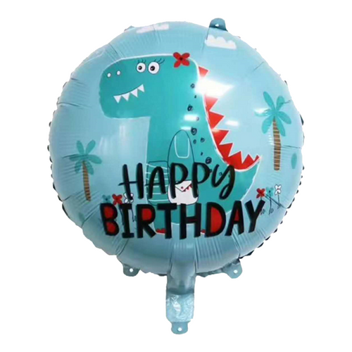 dinosaur cartoon round happy birthday green color 18 inch