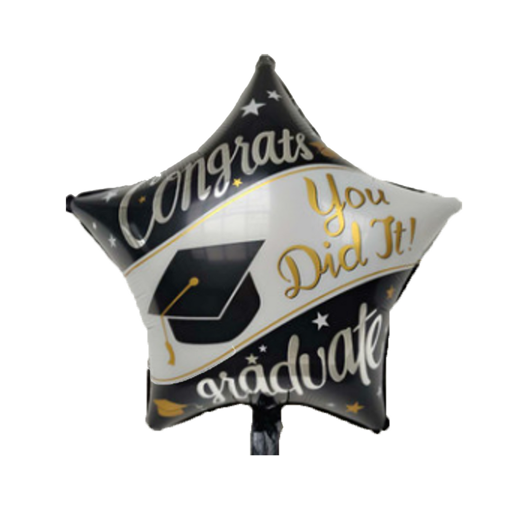 18 inch star foil 'congrats you did it graduate' balloon