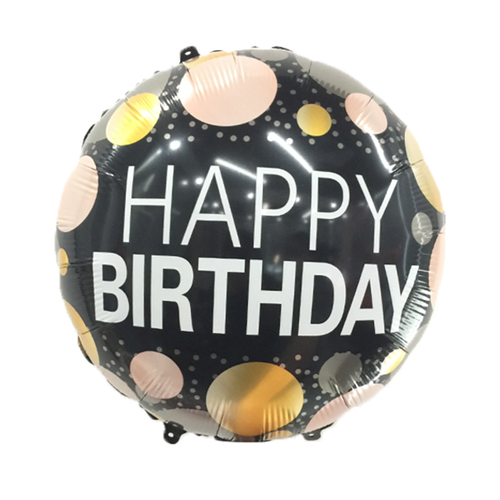 18 inch foil 'happy birthday' polkadots balloon