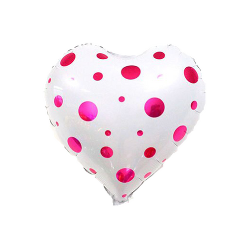 18 inch white heart polkadot 