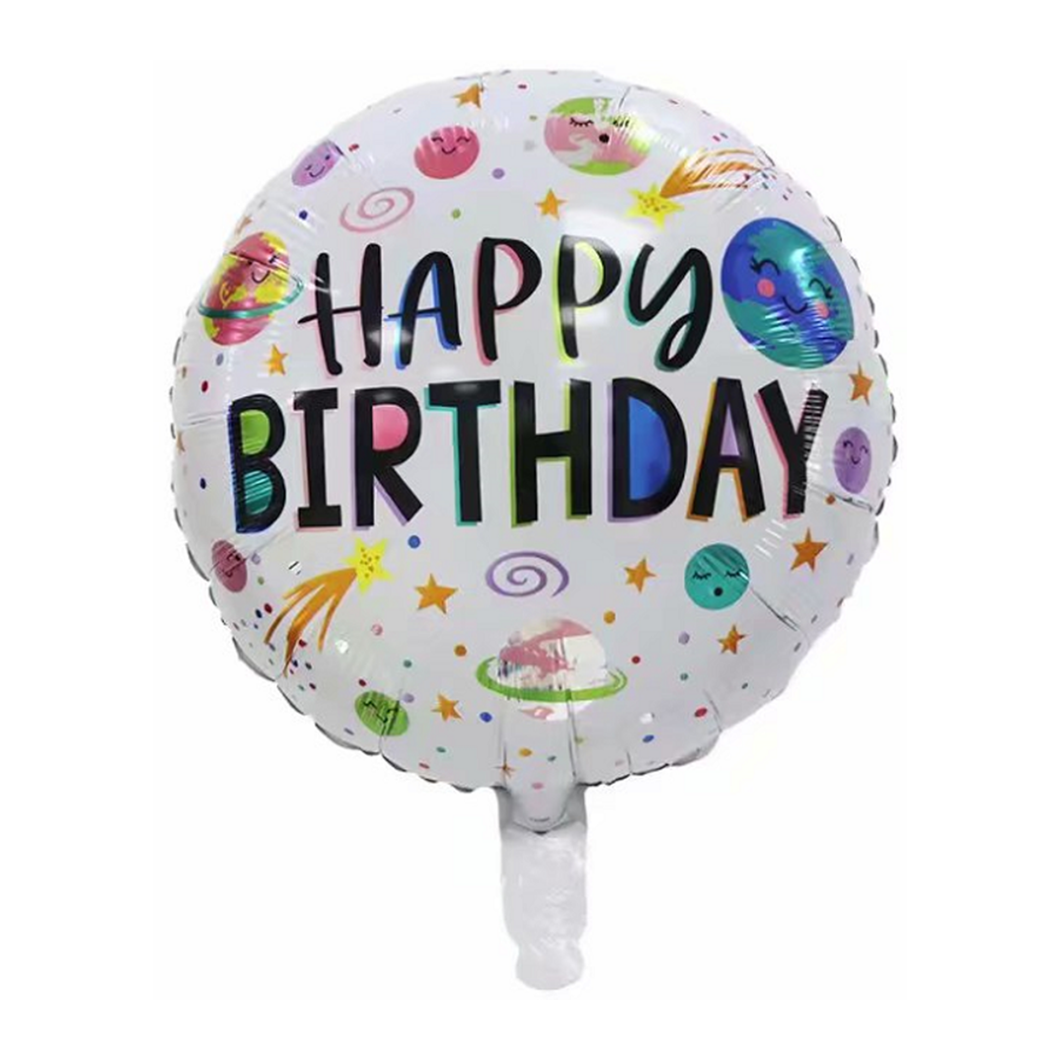 18 inch foil 'happy birthday' planets balloon