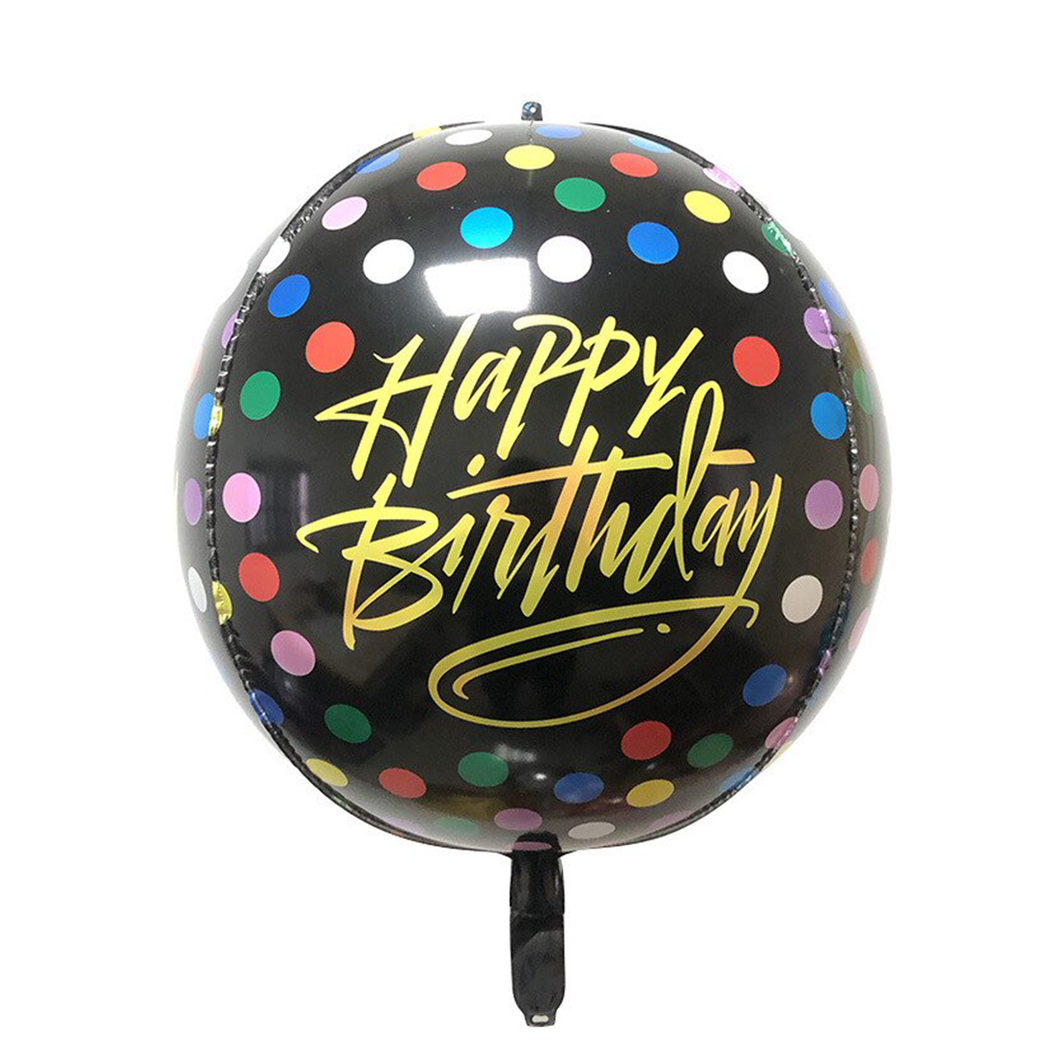 sphere 'happy birthday' foil polkadots 4d balloon size 22 inch