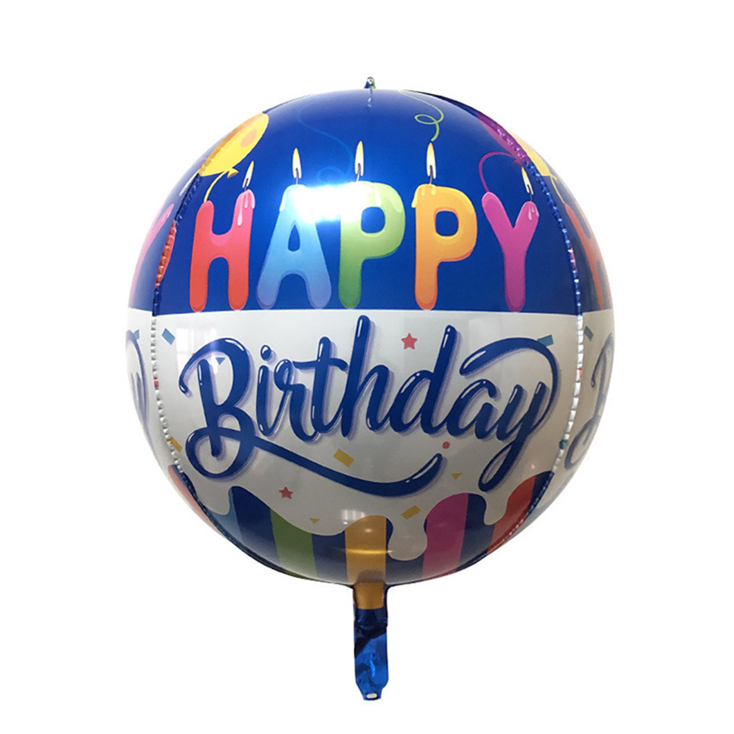 sphere 'happy birthday' foil happy candles 4d balloon size 22 inch