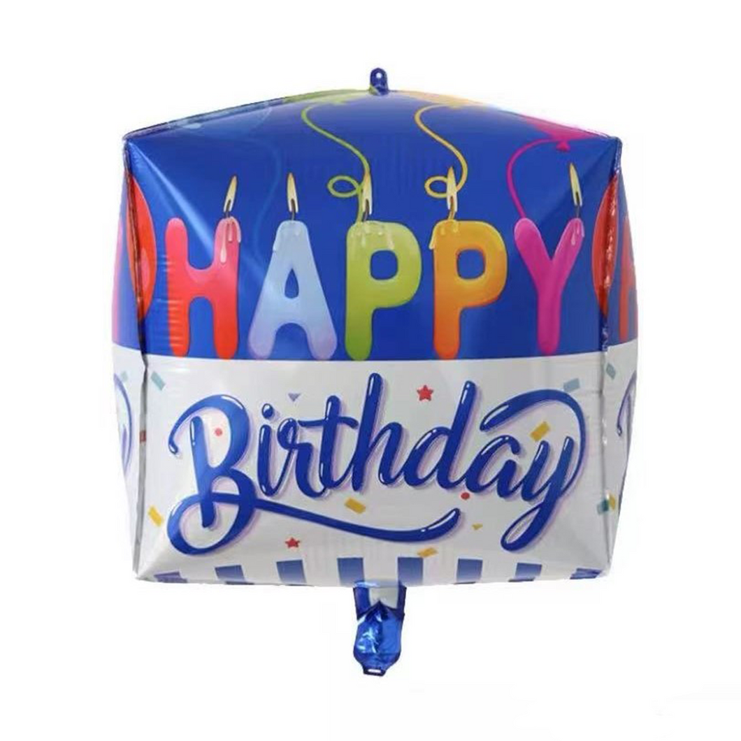 cube 'happy birthday' happy candles foil 4d balloon size 22 inch
