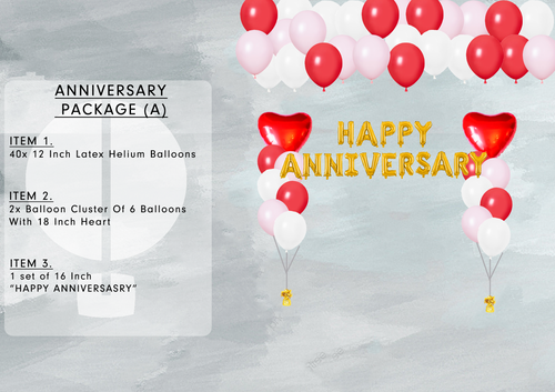 anniversary package with 3 item of balloons