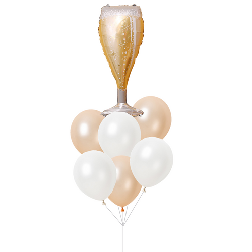 glass champagne bouquet on balloons