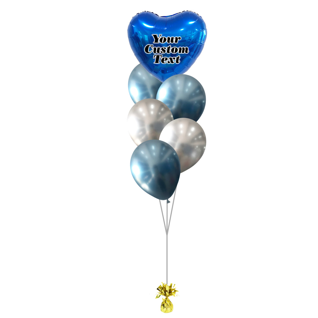 personalized cluster 24 inch heart foil chrome color balloons
