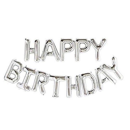 16 inch silver 'happy birthday' set 
