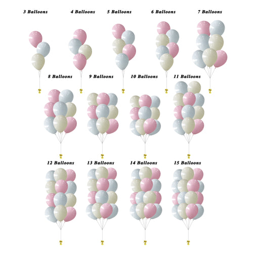 12 INCH HELIUM FILLED BALLOON CLUSTERS - MACARON COLOR