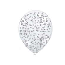 Load image into Gallery viewer, 12 INCH CONFETTI FILLED HELIUM BALLOON - SILVER CONFETTI
