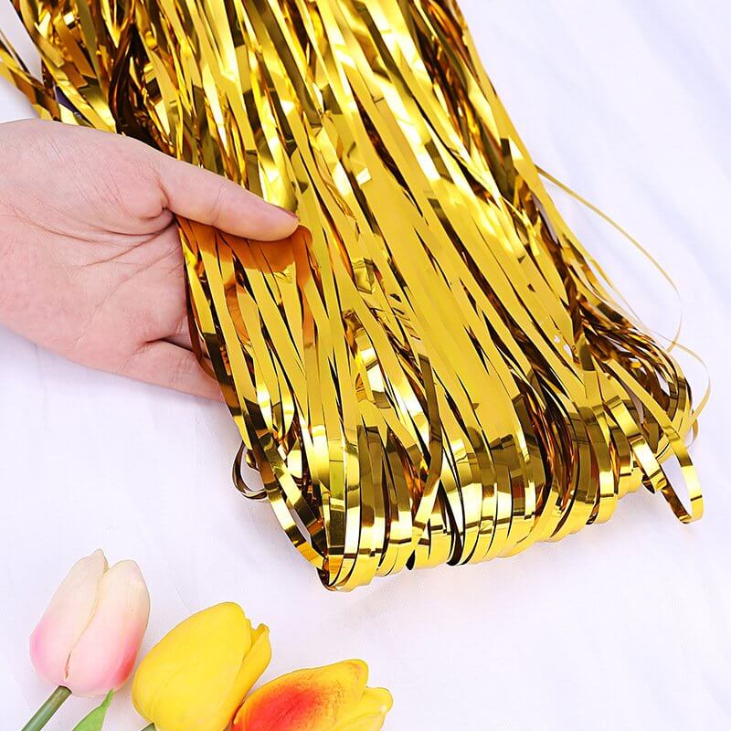 baby gold tinsel curtain 1m width  x 2m height
